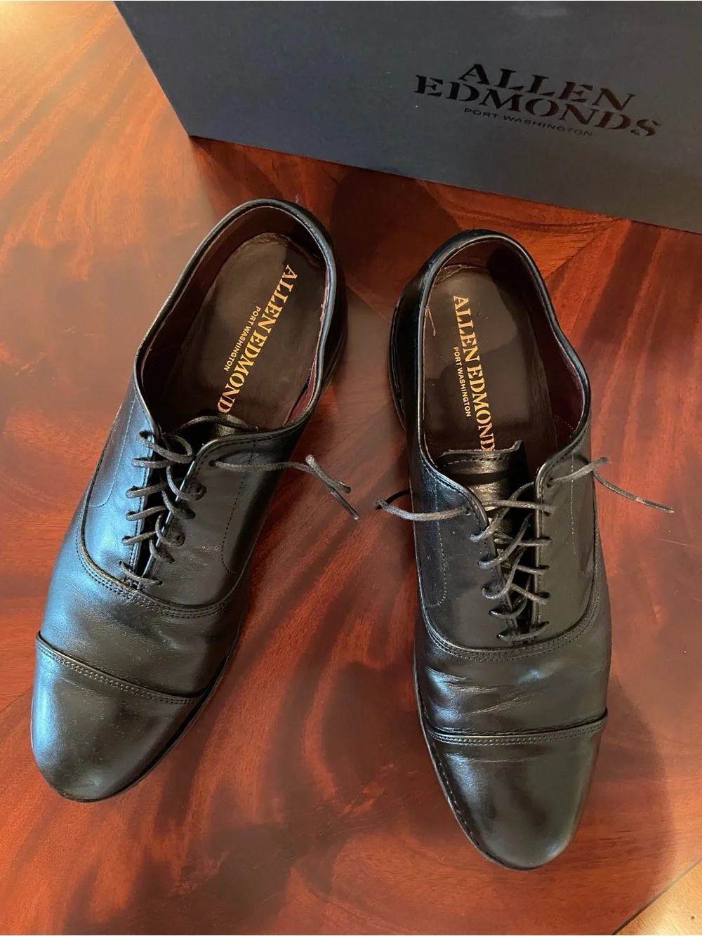 Allen Edmonds Park Avenue Black Cap Derby Shoes